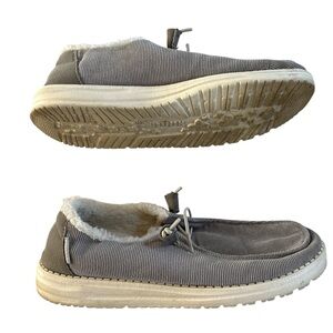 Hey Dude Wendy Comfort Corduroy Grey Faux Fur